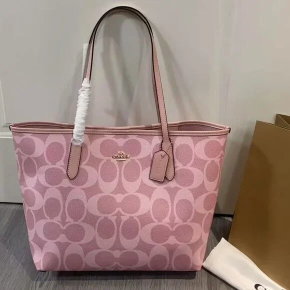 COACH City 33 Cherry Blossom Powder Tote Bag - Picture 1 of 7